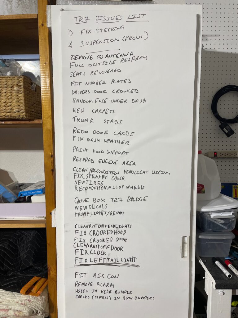 TR7 Current TODO List - Feb 22, 2023